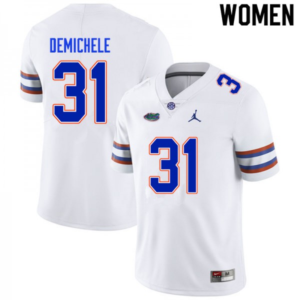 Women #31 Chase DeMichele Florida Gators College Football Jerseys White